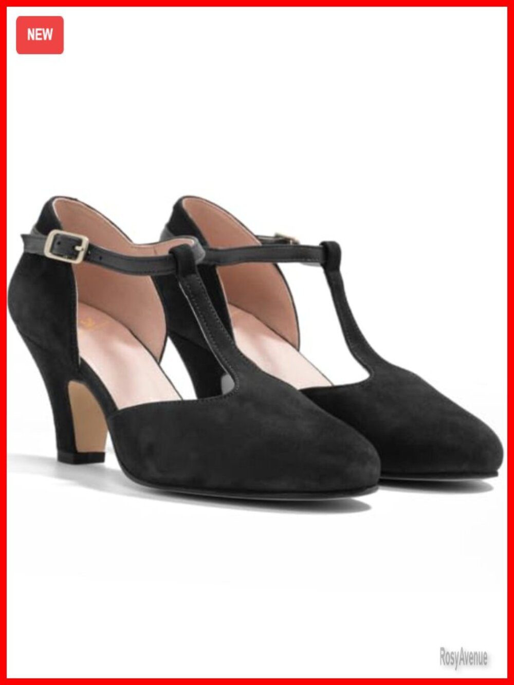 MOOMMO Women's Kitten Heel Mary Jane Pumps Ankle T-Strap Round Closed Toe